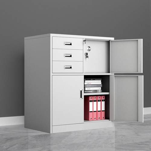 办公制室文件柜铁皮柜三斗保矮柜抽屉带锁工车间钢具柜料WKG-DQ档