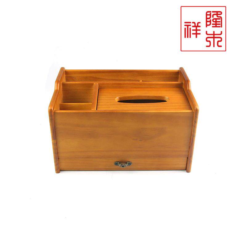 厂家供木质精纸巾盒XLM-026美功欧式带抽屉收纳抽纸盒纸应多能巾