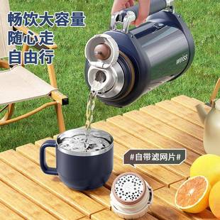 新款 户外31不锈钢大容量温保温全钢6茶水分壶离429焖茶壶显弹盖水