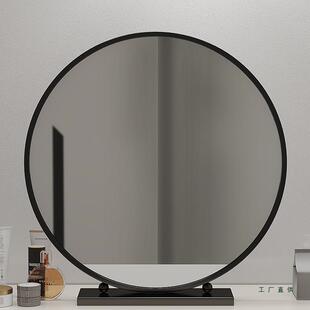 简约台式 化妆镜圆形台桌面梳室妆镜卧铁学生宿269舍艺大镜子梳妆