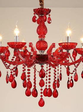 欧式吊灯客厅灯喜庆宴红色厅水晶灯卧室餐婚948房店网咖装酒饰婚