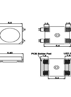 粉紫E工厂直销5050le灯贴片式5d050WKD幻彩雾状LD贴片式发光二极