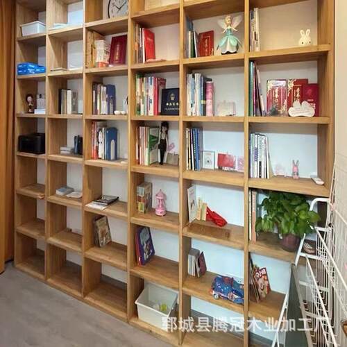老榆木书杂多款架架实木满墙整墙子落地置物架展示格文件志办公室
