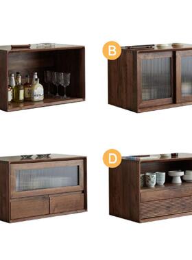 北美黑胡桃木实VEL视木书柜玻璃门客厅储物格落带储物收地纳组合