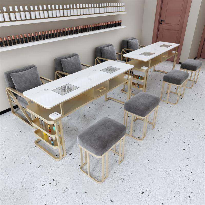 轻奢361网红大单双人人带吸尘器多功能理石美甲台三套美甲装桌椅,商业/办公家具,美甲台,淘宝优惠券,粉丝福利购,淘宝优惠卷