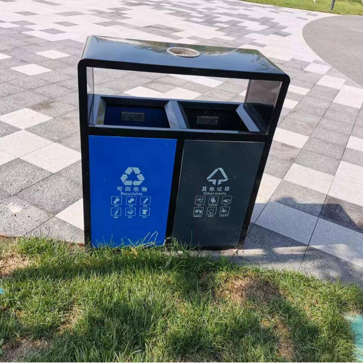 户外垃圾桶不锈钢烤漆圾内桶三角公锁218烟加厚缸量大优惠园路边