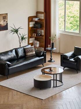 黑色沙发小型厅现代简约公户寓卧室出租DCI房复皮古油蜡艺双客人