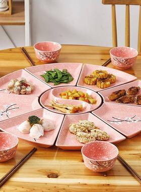 套装扇形拼家聚餐酒店庭鲜卤水盘RRF摆盘组合日式家用釉下海彩陶