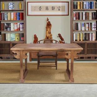 桌老榆木中式画案画桌茶两用桌实木复古风化做旧餐明式书法241泡