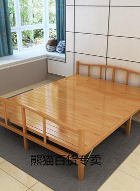 人床折叠床单竹床办公室午休午睡成人人家用实木双简易2h84acwy床