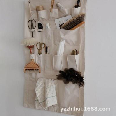 款帆布收纳挂舍袋学生宿床边0409-06收袋纳新门后壁挂储物袋