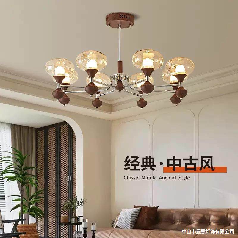 法式中古客厅吊灯美拉德大厅主灯2025新款餐厅灯艺术复古卧室灯具