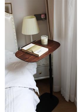 CEV黑胡桃边发几升降旋转沙床边桌移动翻转木角几茶几小户型