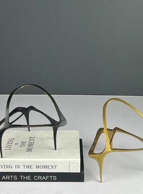 RIM现代意式金色几何抽象家钢琴金属方件摆茶室书房桌面居装饰摆