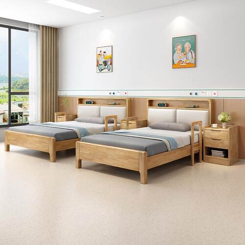 实木床适养老院机实构家具老化单人床家用1.2m加宽15m带.全木无品