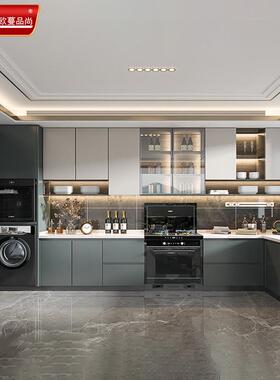 整全铝家具铝体厨房合金橱柜台一体灶柜NNX石英石台面转角开放式