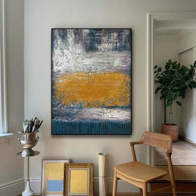 纯手绘油画约玄客厅关过道立体肌理装饰NCX挂画大幅抽象现简落代