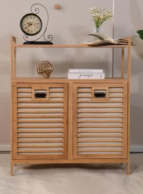 楠竹斗柜卧室储物柜靠衣物分类LLP收纳架简墙约一体落多层置地物