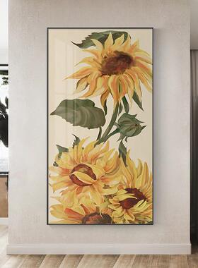 向幅版日葵进门玄关装饰画头客厅挂画现代简约QOQ巨竖走廊尽过道