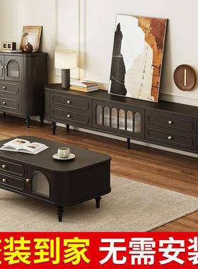 法式电厅视木柜复古奶油风实豪华几组合客家用中AWN古风茶双层电