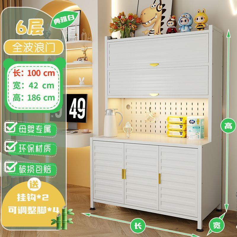 2025新款加厚厨房餐边柜储物靠墙一体带门防晒防尘宝宝用品收纳柜