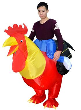 成人儿童节日表演彩色胀公鸡稽充气服卡通偶服饰滑人TJA搞笑演出