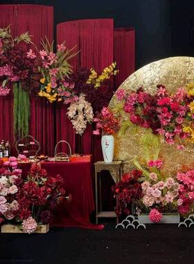 新婚庆款道具MKI铁艺开环黑色线帘架子求婚布置圆背景装饰口摆件