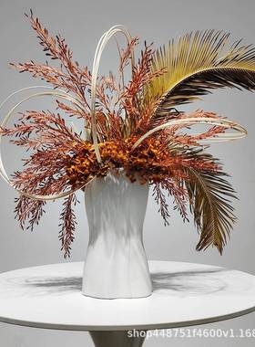 轻奢仿真桌花艺酒店桌餐花盆景绿53968植插桌花器客厅面现代软装圆摆件