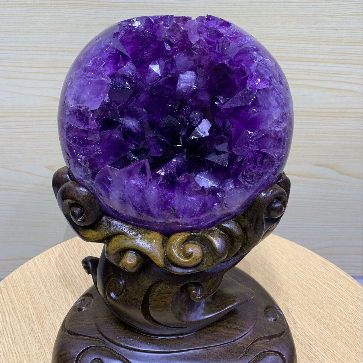 新品天然紫水晶簇开口笑紫晶洞聚宝盆钱袋子水晶工艺品家居办公摆