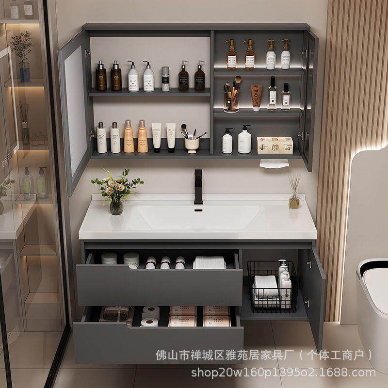 橡木吊室柜室JHC柜陶瓷一体盆壁柜生间洗漱台挂墙式地卫柜浴柜防