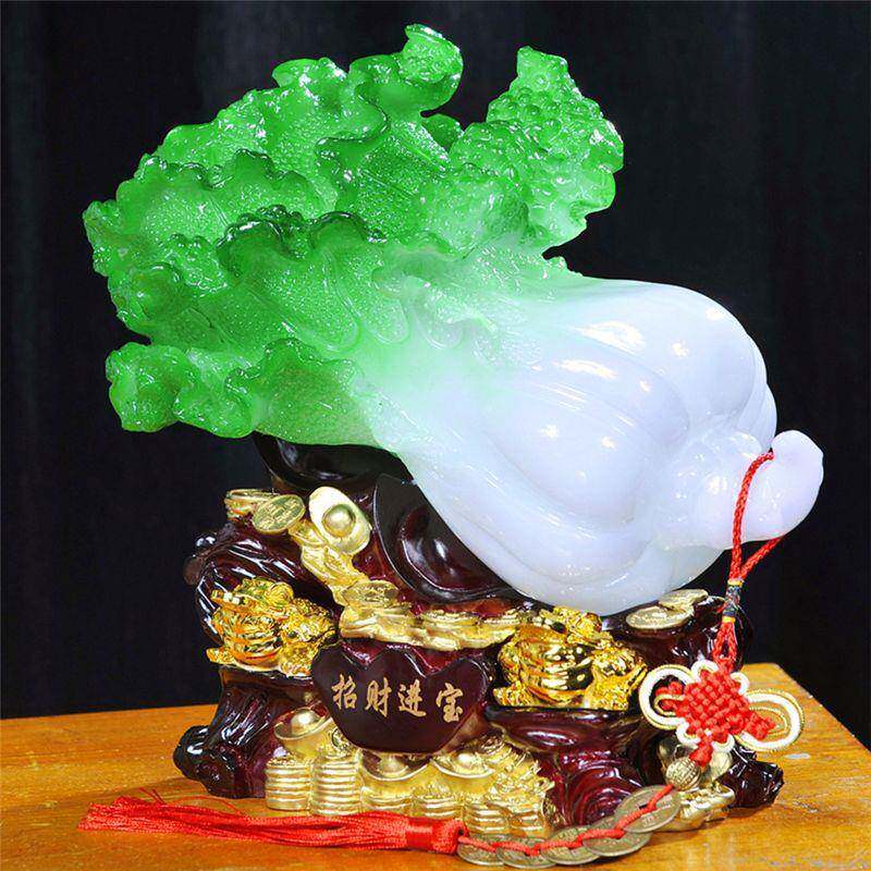 玉白菜摆件酒进RRH大号客厅柜店金蟾风水铺工艺宝装饰品开业威东