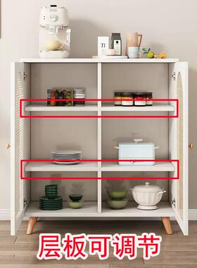 餐边藤编原木白色柜柜子客厅水斗柜靠墙置物柜物柜茶柜奶储油YVB