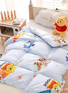 全棉AGUN类婴儿童印羽绒吊被95吊大朵白鹅绒园幼儿四季春花秋冬被