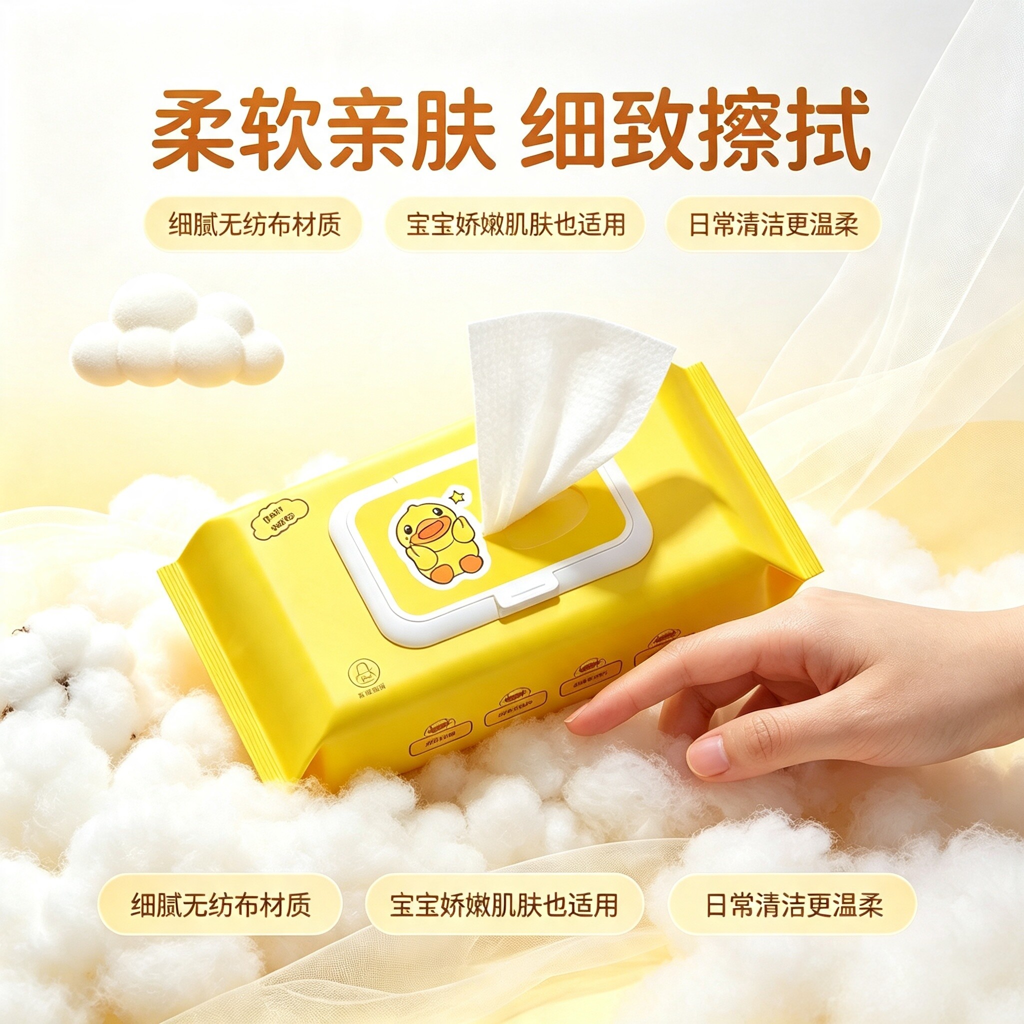 小黄鸭婴儿手口云柔湿巾图片