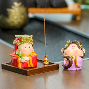 治愈可爱如意妈祖插香薰炉小摆件家用室内线香底座香插座香插摆件