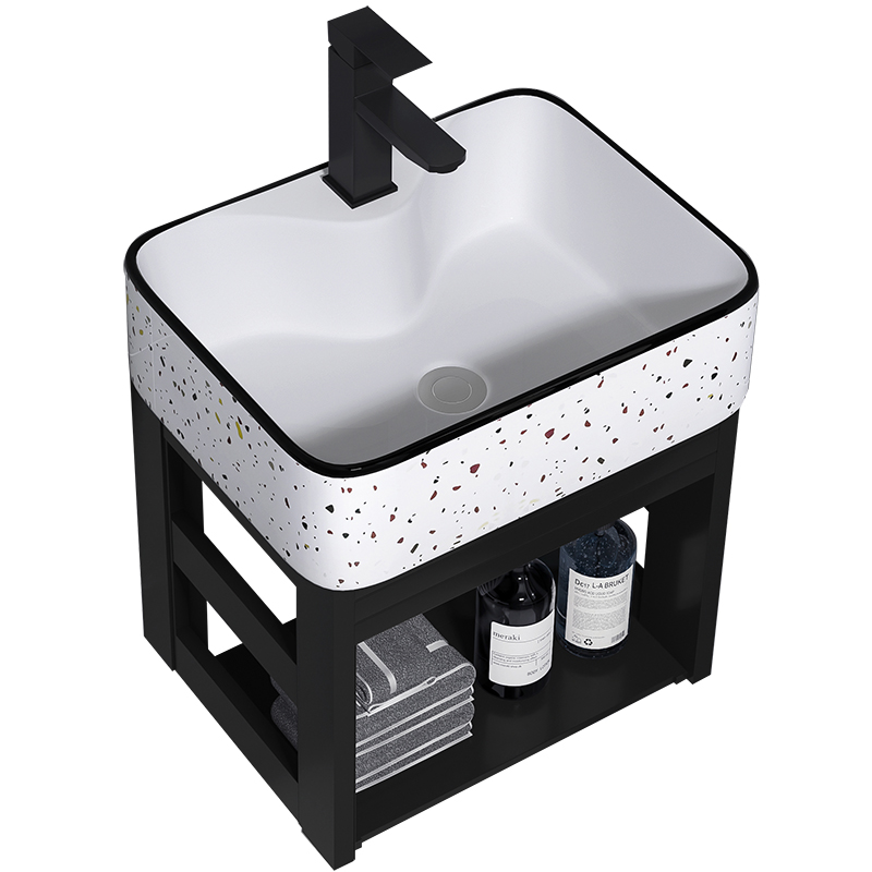 小户型挂墙式洗手盆陶瓷洗脸盆卫生间阳台简易防水铝架挂盆洗漱池