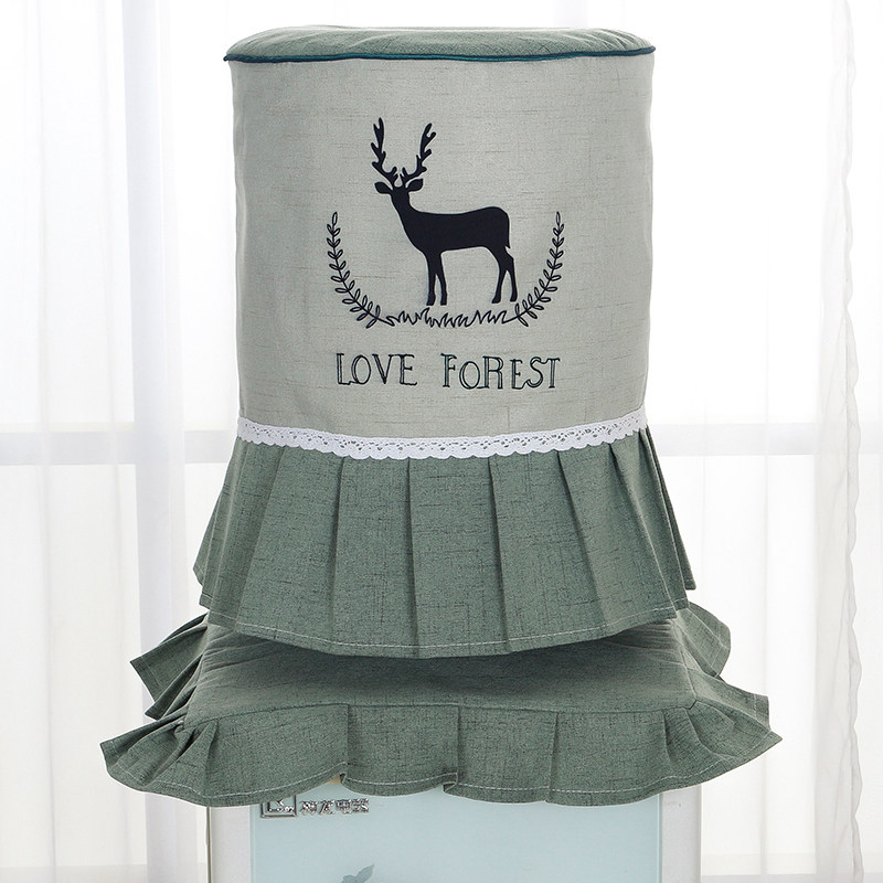 卡通饮水机2件韩式时尚清新布艺饮水桶防尘罩田园饮水机罩