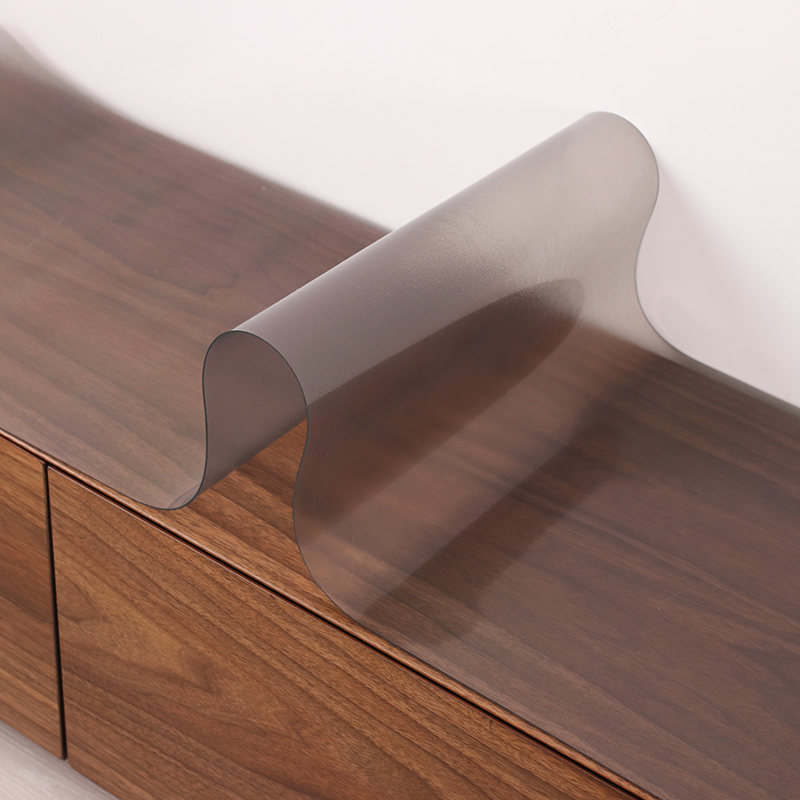 梓萌tpu桌垫磨砂灰色咖啡色实木茶几布纯白色电视柜桌布软玻璃垫