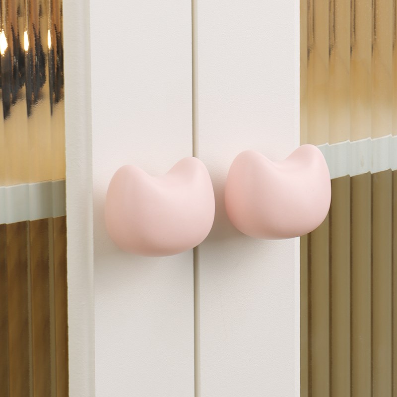 新款可爱猫爪元宝猫儿童房衣柜拉手高端定制柜子抽屉柜门把手粉色