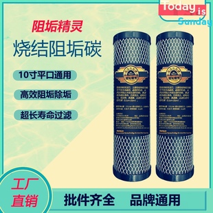 10寸通用滤水机净水器平口阻垢碳除水垢除异味烧结活性炭滤芯碳棒