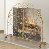 壁炉屏风创意欧式 铁艺壁炉架护栏壁炉门树形壁炉罩隔断火炉栏 风格