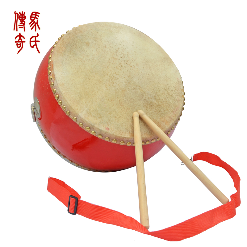 马氏传奇9寸牛皮堂鼓优质头层牛皮小堂鼓木质牛皮低战红鼓