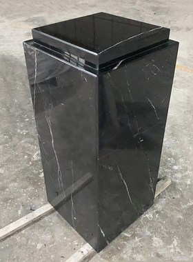 天然黑白根大理石摆件底座别墅装饰摆件底座落地玄关双层大理石柱