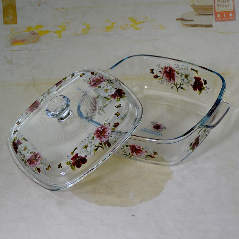 韩国汤碗玻璃碗家用微波炉加热专用器皿泡面碗带盖耳大号沙拉碗