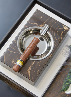 高档酒店会所茶几软装布置雪茄烟灰缸高端大气上档次高级感摆件
