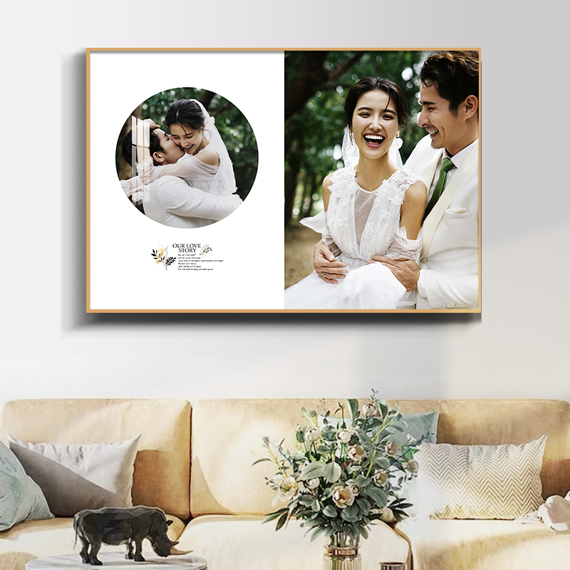婚纱照相框照片放大床头影楼水晶结婚照挂墙大尺寸制作九宫格定制