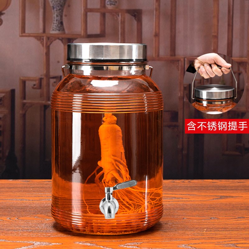 泡酒酒瓶密封罐玻璃容器加厚酒坛酒罐10斤20斤装带龙头泡酒瓶