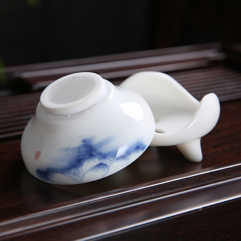 陶瓷羊脂玉瓷茶滤茶漏茶水分离器泡茶过滤网组茶道配件茶滤组