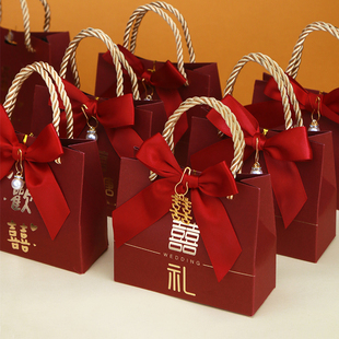 2022新款喜糖盒结婚糖果包装盒婚礼喜糖礼盒空盒手提喜糖袋纸盒子