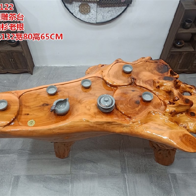 根雕茶台树根茶桌整体原木茶海树头茶桌香樟树根鸡翅木金丝楠木大